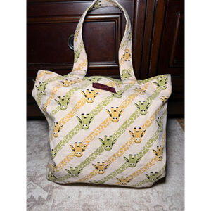 Bungalow 360 Giraffe Print Tote Bag Green Yellow